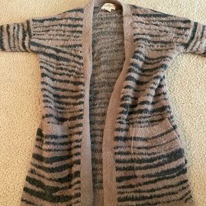 JESSICA SIMPSON LONG ZEBRA CARDIGAN